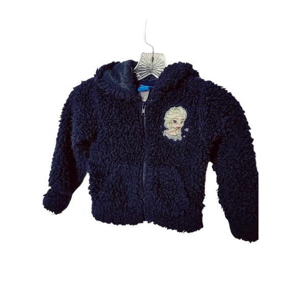 Disney Frozen Sherpa Jacket Size 4 Navy - Picture 1 of 8